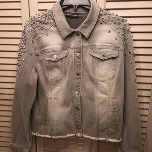 INC International Concepts Studded Denim Jacket.
